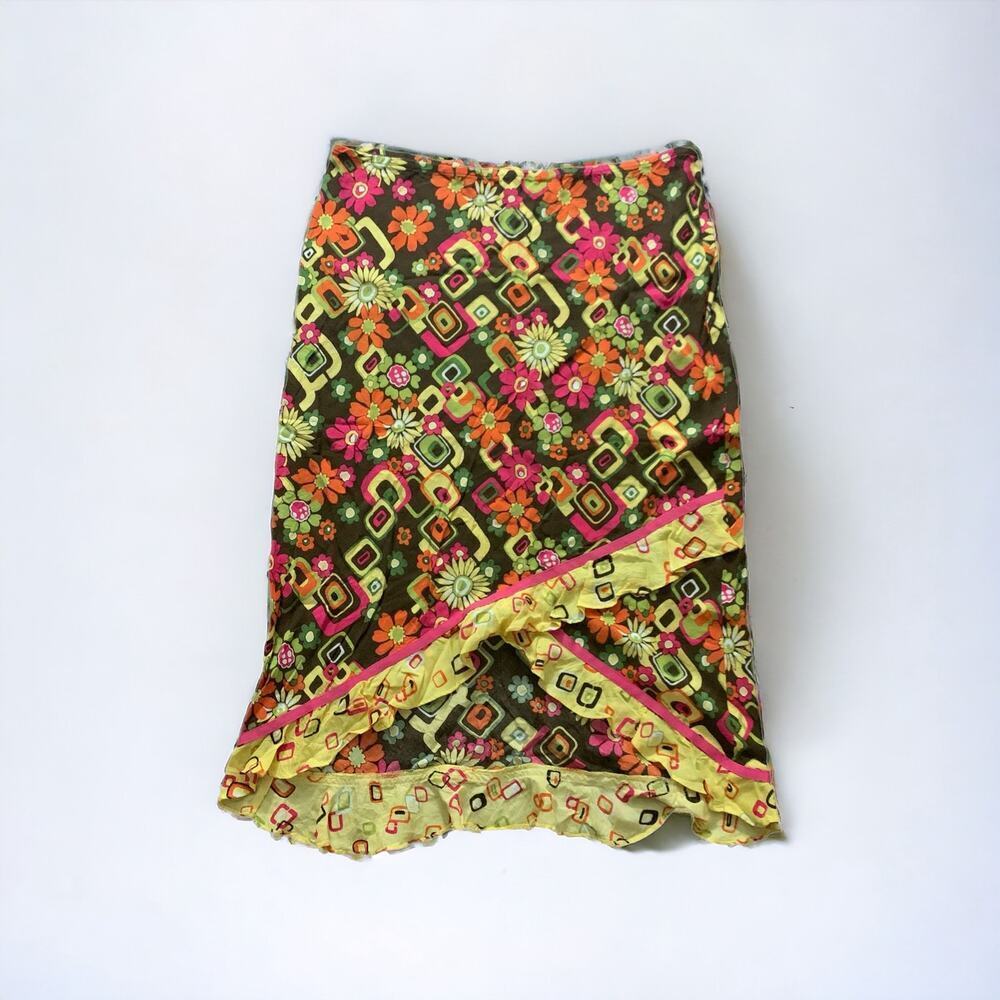 “Flower Child” Hi-Low Midi Skirt | Bamboo Traders | Hippy, 60s Core | Sz M